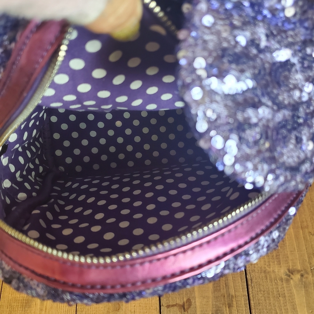 DisneyLoungefly Purple Sequin Backpack - Picture 3 of 13